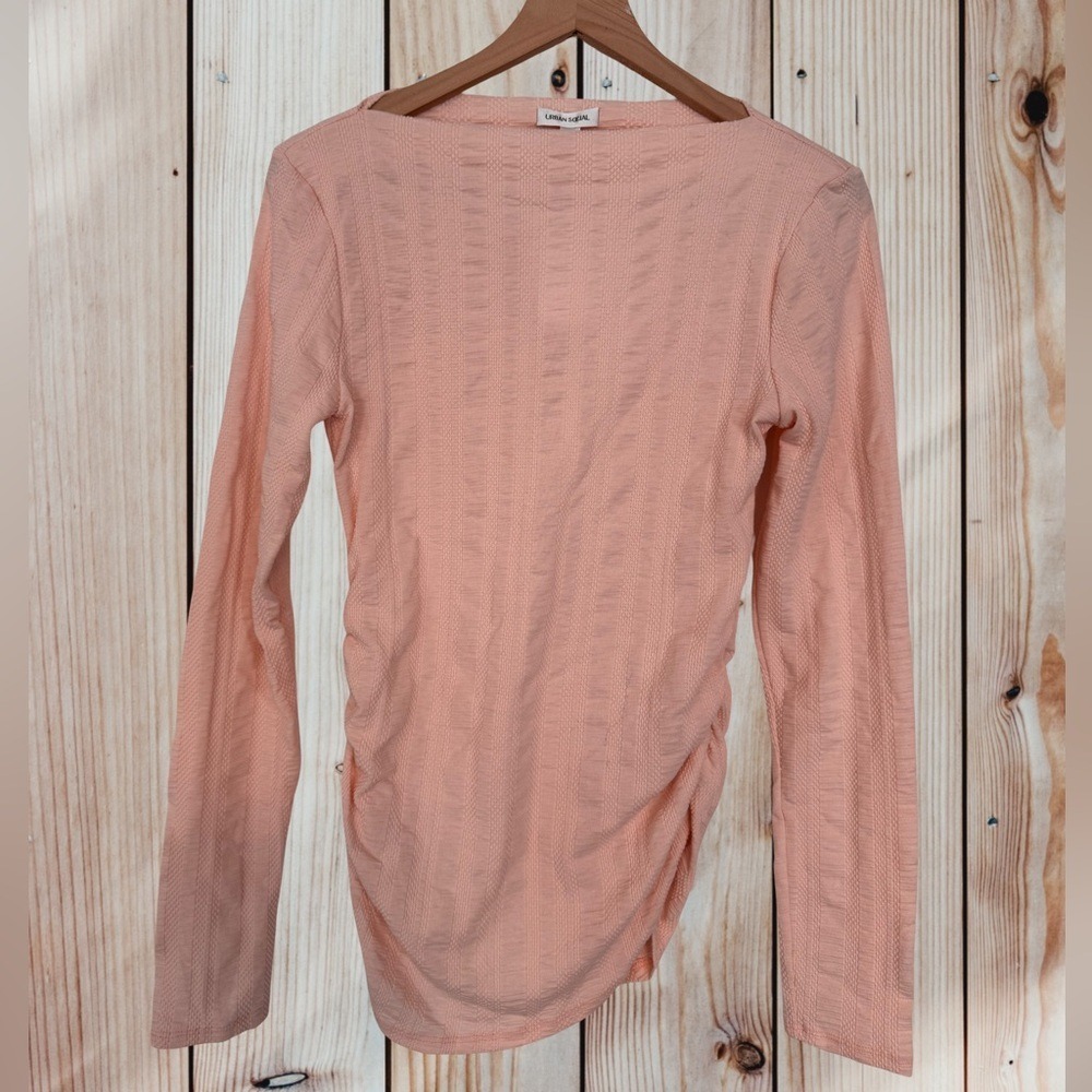 Urban Social‎ Elegant Light Pink Ruched Long Sleeve Blouse NWOT